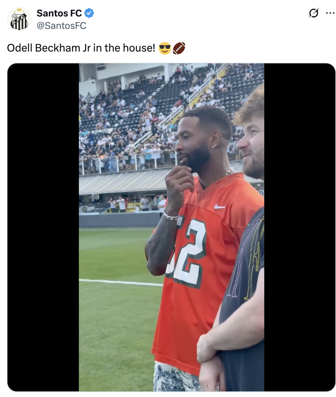 pg旗舰站-督战内马尔！NFL巨星OBJ今日现身桑托斯主场观战